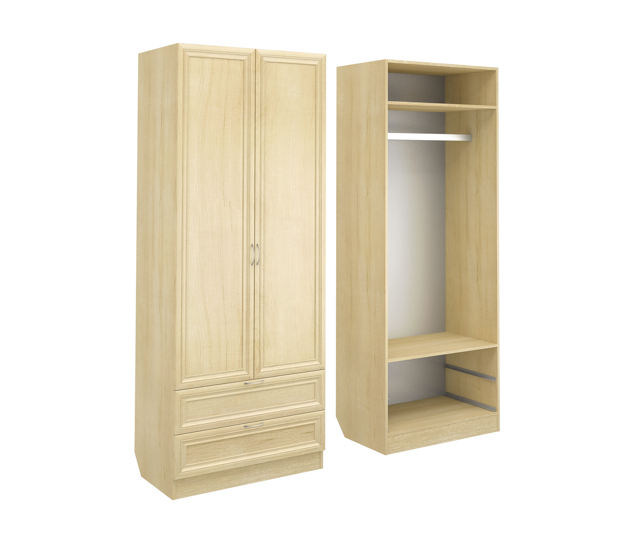 Шкаф распашной гардероб шкаф для одежды ШК 2/2 80/210/52 см Дуб молочный