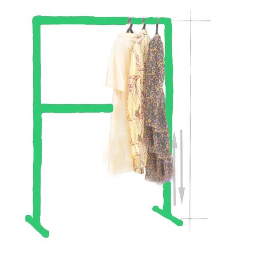 Вешалка на колесиках рейл зеленая напольная для одежды высота 1.5 м. / ширина 1 м. GOZHY (металлическая, тканевая) - фотография № 1