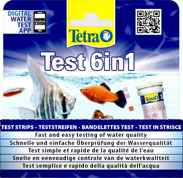 Tetra Tetratest Stripes 6в1 тест 6 в 1 для быстрой проверки качества пресной воды, 25 шт.