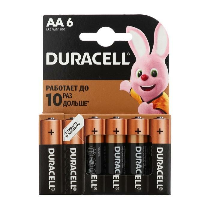 Duracell AA LR6 Alkaline Basic MN1500 BL6 , 6шт.