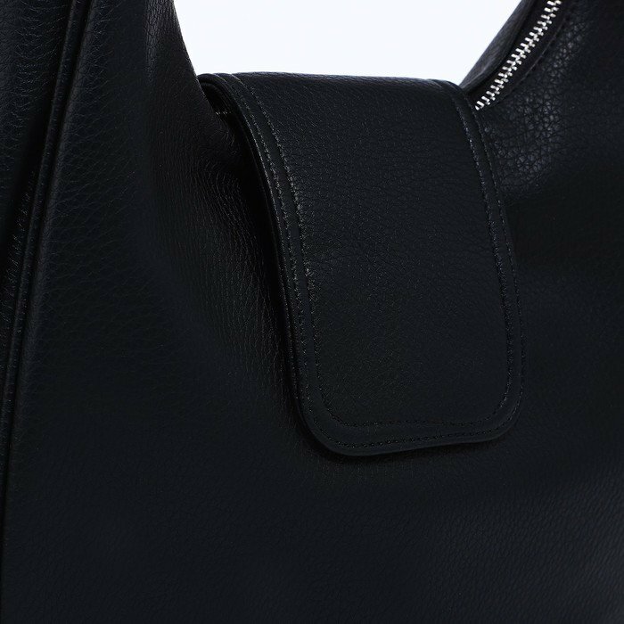 Сумка-мешок на молнии, наружный карман, длинный ремень, цвет чёрный - фотография № 4