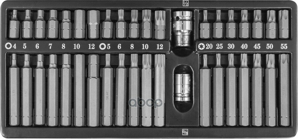 Набор Вставок 4-12мм Т20-Т55, M5-M12 "30,75 Мм" 3/8"Dr И 1/2"Dr 40 Пр.S29h4140s Jonnesway арт. S29H4140S - фотография № 1