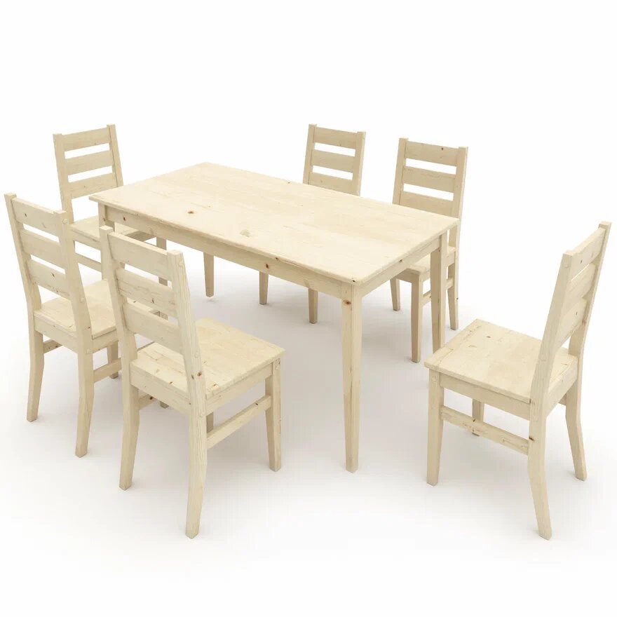 Комплект обеденной мебели из дерева (стол 1,5м + 6 стульев) - фотография № 2