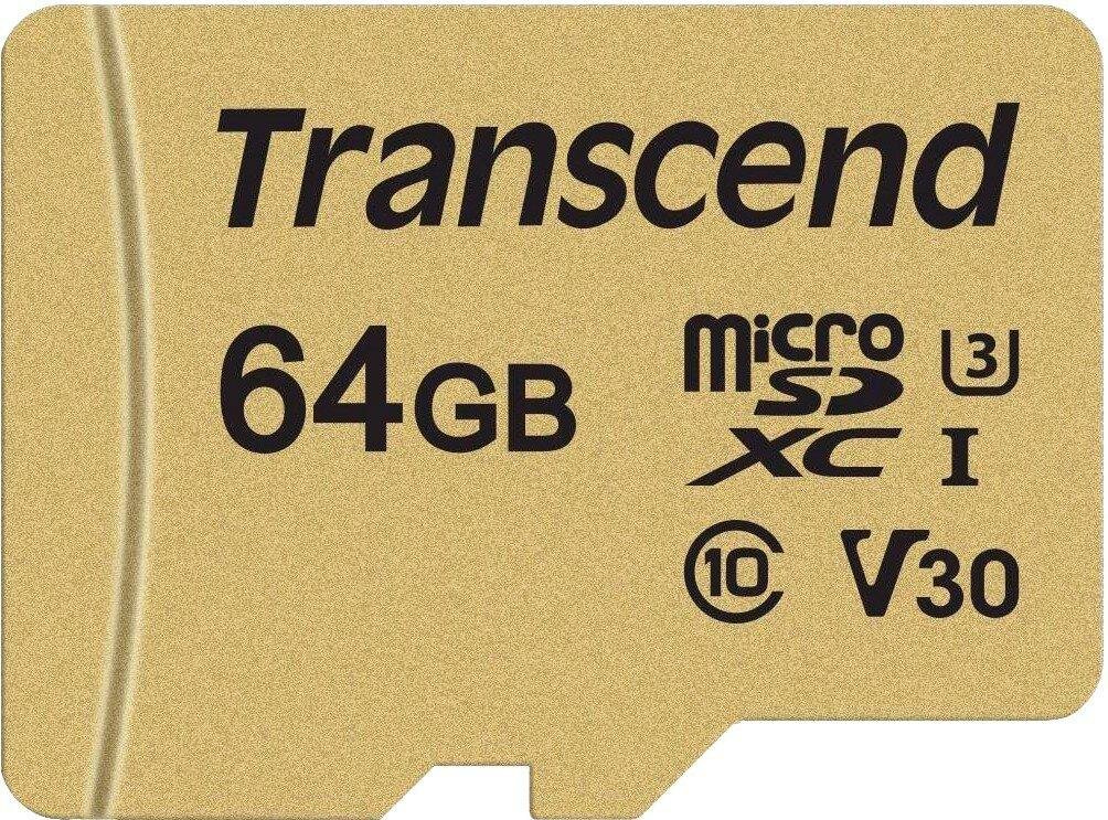 Флеш-накопитель Micro SecureDigital 64Gb Transcend Class 10 TS64GUSD500S {MicroSDXC Class 10 UHS-I U3, SD adapter}