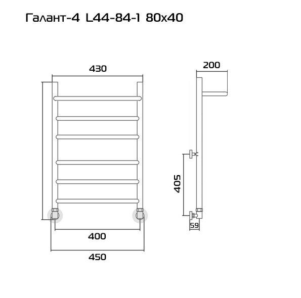 Галант-4 80х40 Полотенцесушитель водяной L44-84-1 Черный - фотография № 3