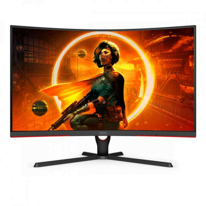 Монитор 31,5" AOC C32G3AE Curved 1000R 1920x1080 165Гц VA WLED 16:9 4ms 2*HDMI DP 3000:1 80M:1 178/178 300cd 2*Speakers5W Tilt Black/Red ( Дисплей ЖК, LCD, Full HD, CURVED )