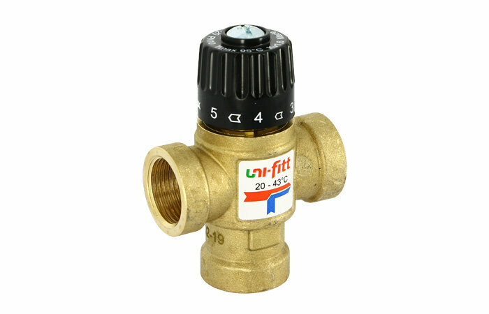 Клапан термосмесительный 35-60°С 3/4 ВР смешение боковое UNI-FITT (350G3130)