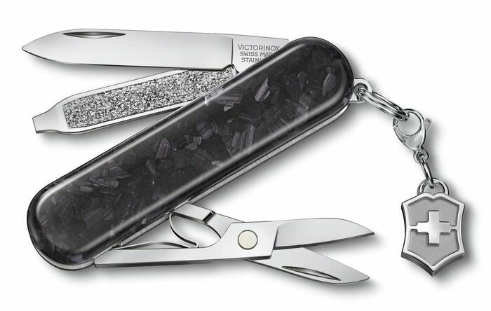 Нож перочинный Victorinox Classic Brilliant Carbon (0.6221.90), 58 мм, черный/серебристый