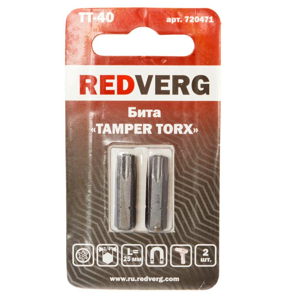 Бита Redverg Torx Tamper 40х25 (2шт.)(720471)