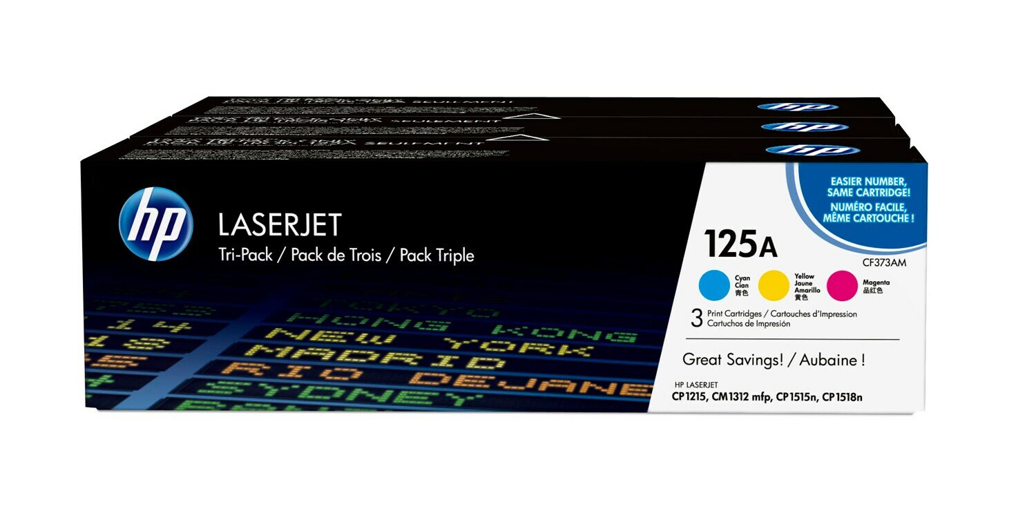 Картридж для печати HP Картридж HP 125A CF373AM вид печати лазерный, цвет Голубой,Желтый,Пурпурный, емкость