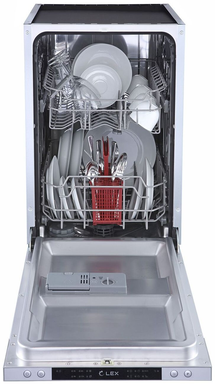 Встраиваемая посудомоечная машина LEX PM 4562 B, узкая, ширина 44.8см, полновстраиваемая, загрузка