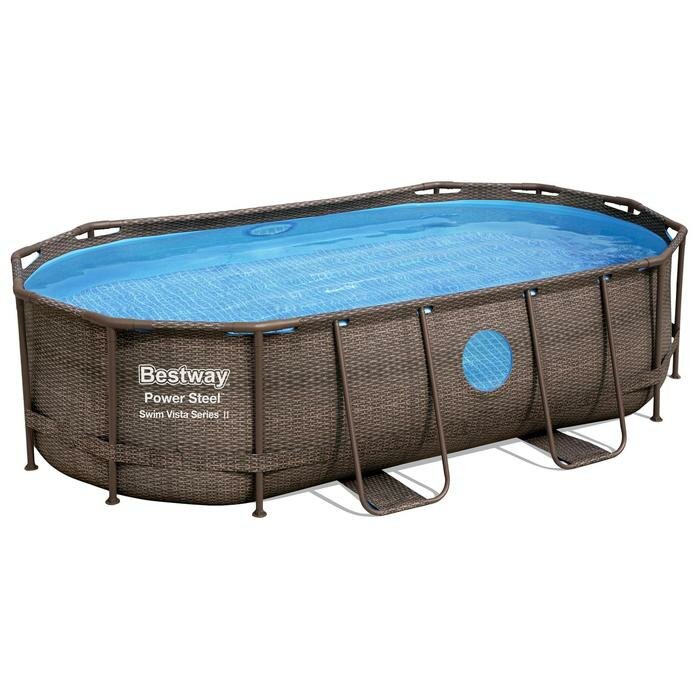 Bestway Бассейн каркасный Power Steel Swim Vista, 427 х 250 х 100, фильтр-насос, лестница, тент, 56714 Bestway - фотография № 1