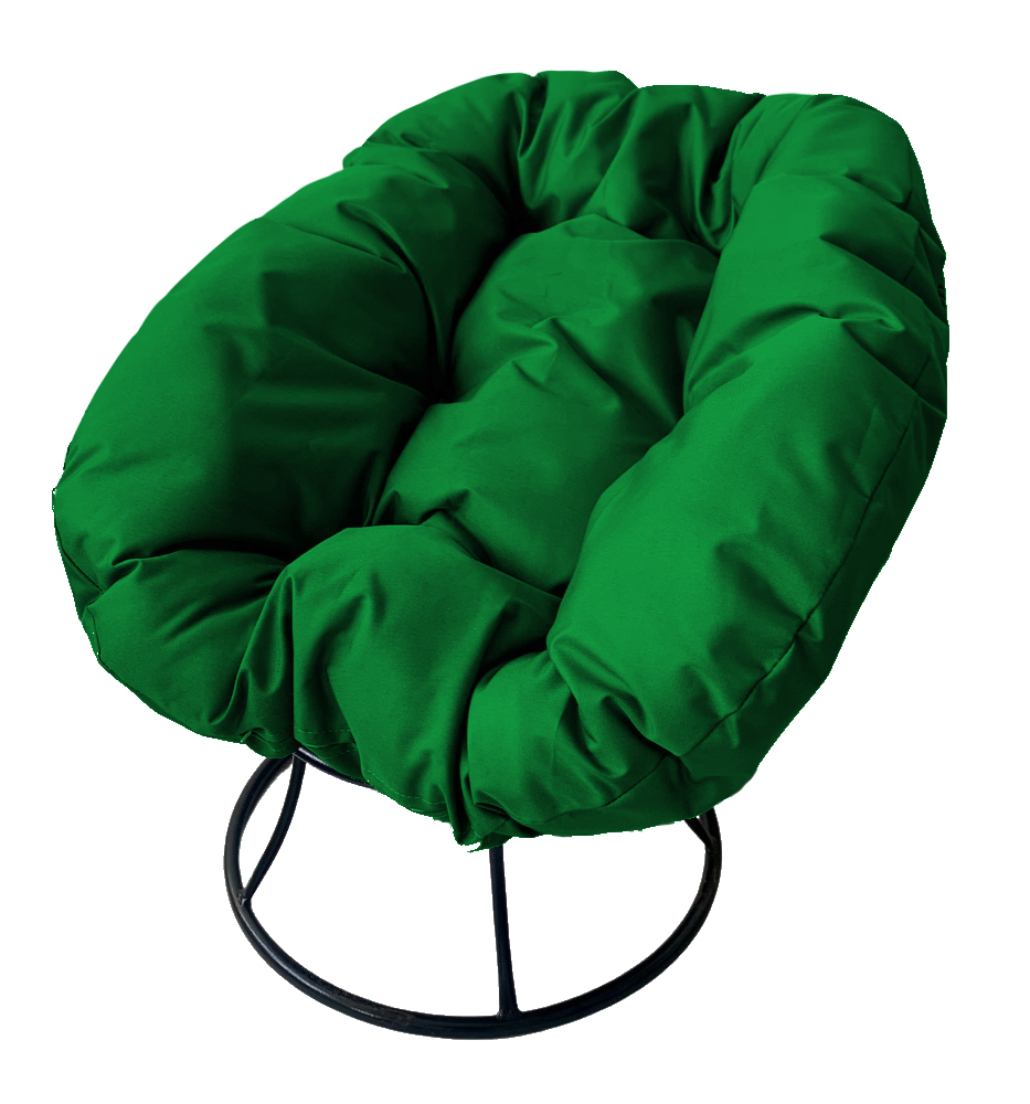 Кресло m-group пончик чёрное, зелёная подушка - фотография № 1