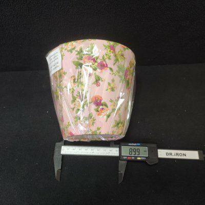 Абажур розовый с рисунком цветов на цоколь E14 140*90*125мм - фотография № 4