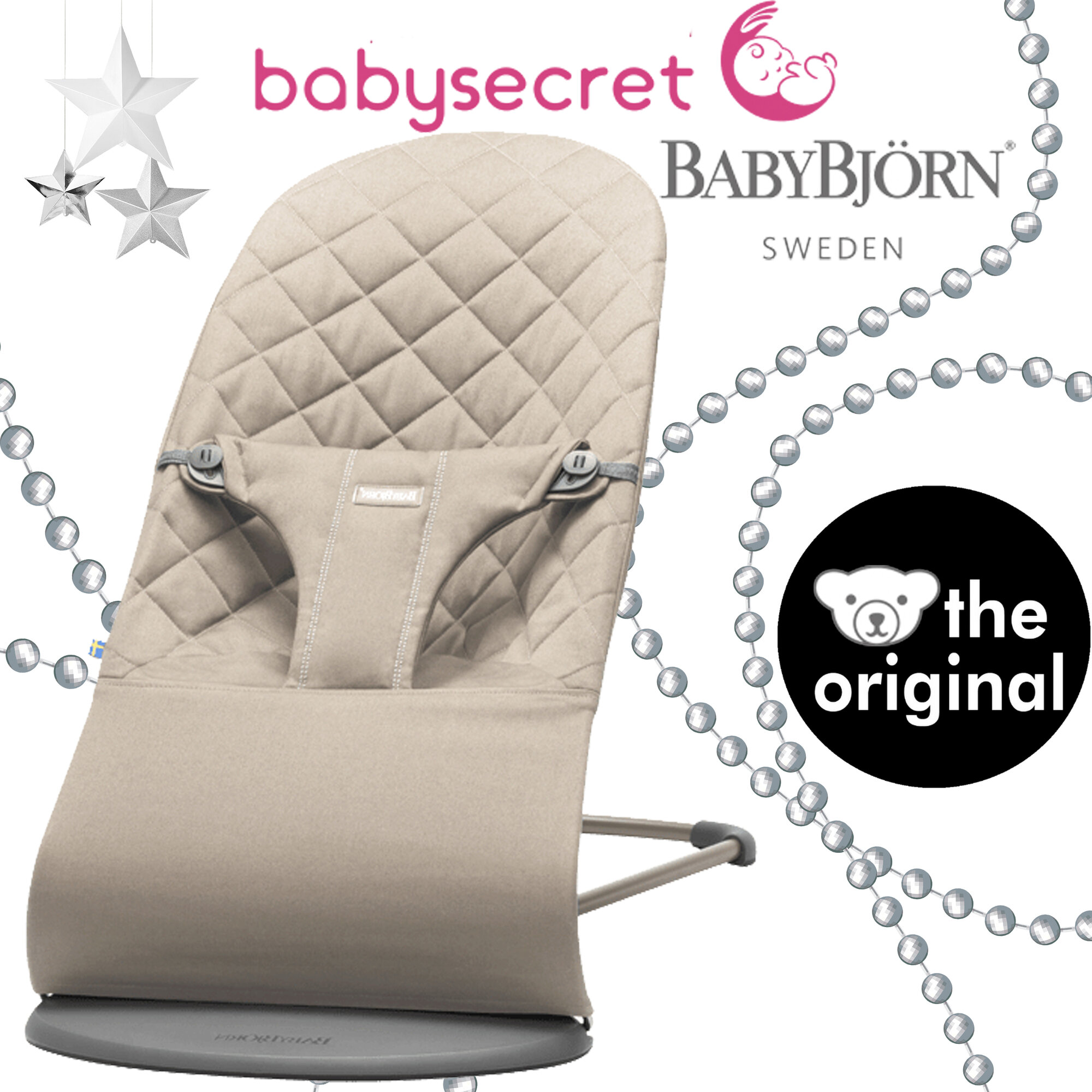 Шезлонг BabyBjorn Bliss Cotton (песочно-серый)(0060.17)