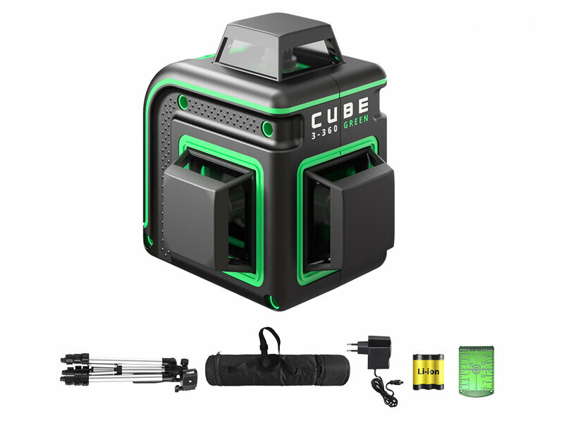 Лазерный уровень ADA instruments CUBE 3-360 GREEN PROFESSIONAL EDITION (А00573) со штативом