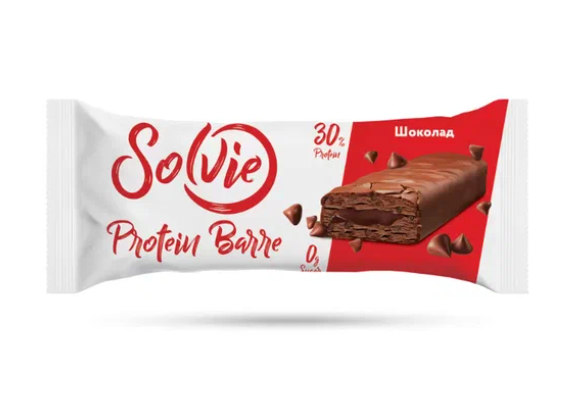 Батончик глазированный Solvie Protein Barre, со вкусом шоколад и начинкой с высоким содержанием протеина, 50 гр, 2 шт