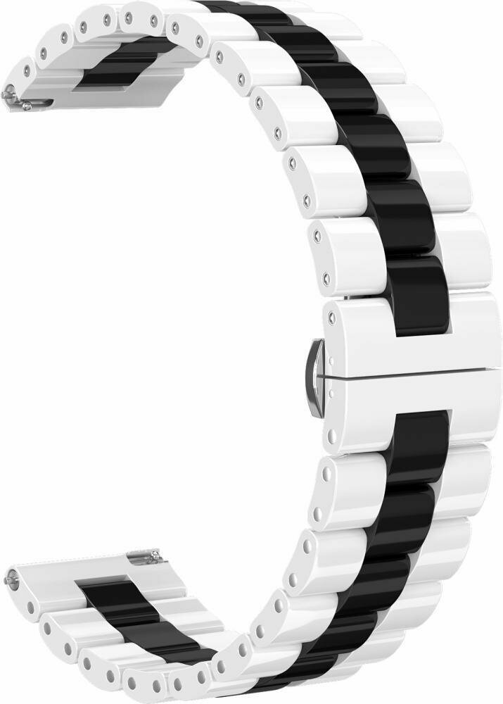 Ремешок керамический GSMIN Bias 22 для Huawei Watch GT 2 Pro (Бело-черный)