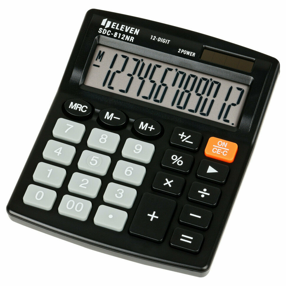 Калькулятор настольный Eleven SDC-812NR 12 разрядов двойное питание 127*105*21мм черный 339219