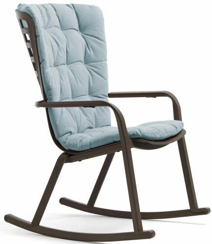 Кресло-качалка пластиковое с подушкой ReeHouse Folio Табак, Голубой - фотография № 1