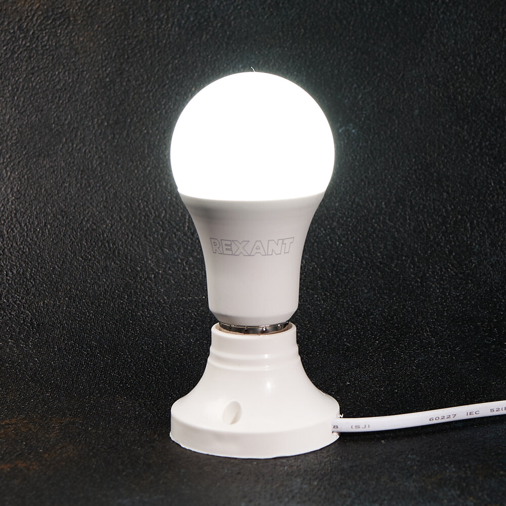 Светодиодная лампа REXANT груша, A60, 15,5 Вт, E27, 1473 лм, 6500 K, холодный свет 604-010