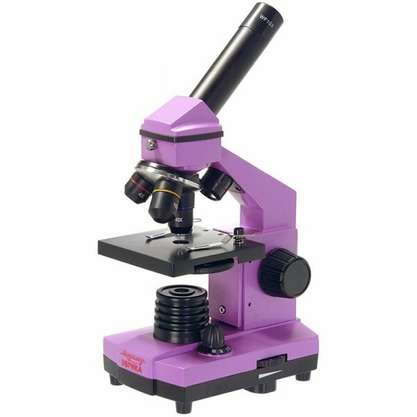 Школьный биологический микроскоп в кейсе Микромед Эврика 40х-400х Аметист