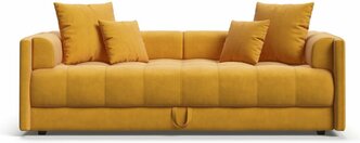 Односпальная тахта-диван с ящиком для хранения Boss, велюр Monolit желтый, 203x93x61 см