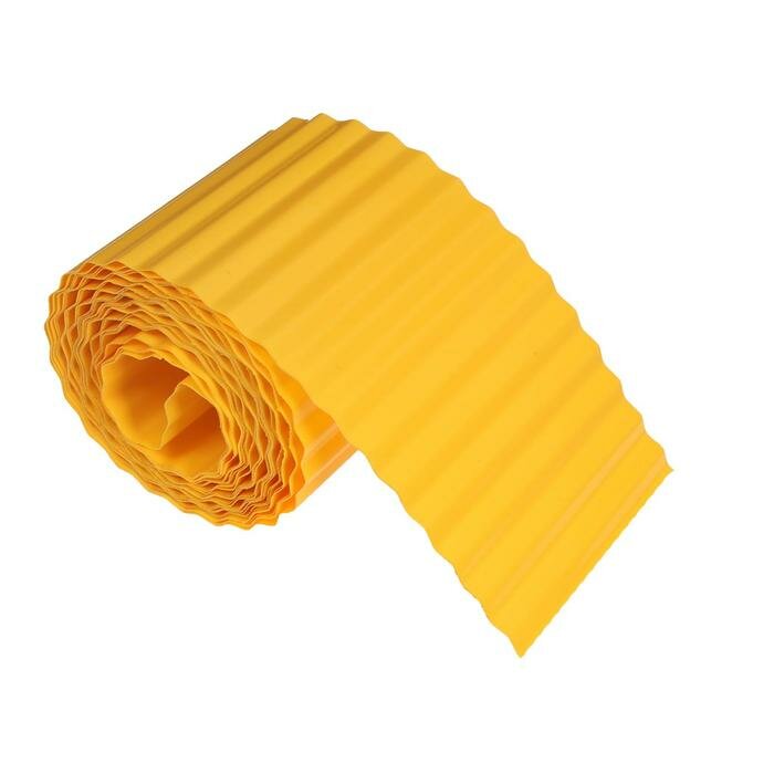 Greengo Лента бордюрная, 0.15 × 9 м, толщина 0.6 мм, пластиковая, гофра, жёлтая - фотография № 1