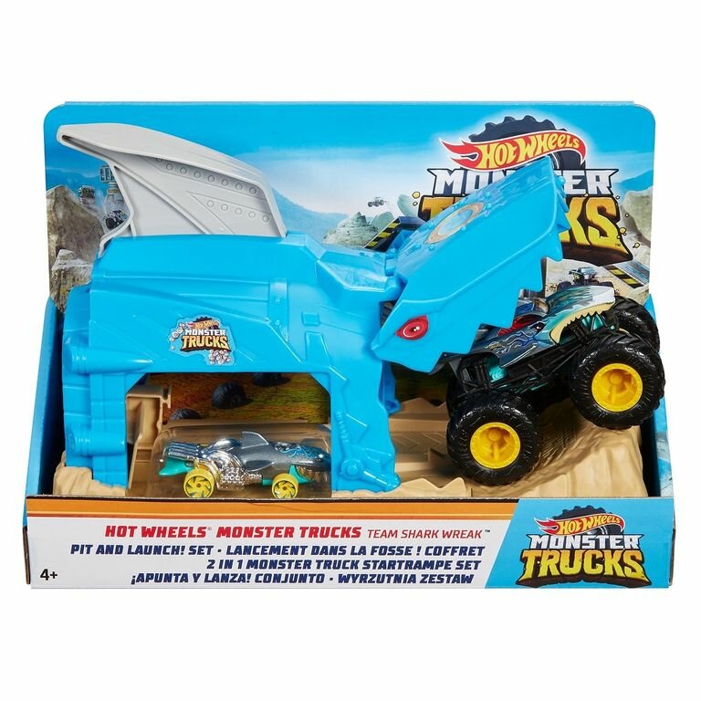 Hot Wheels Монстр-Трак Пусковой гараж Шарк Рик, GKY03
