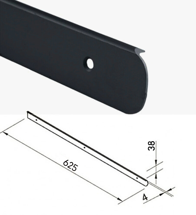 Планка торцевая для столешницы 38 мм, L=625 мм / R-7,5, черная - фотография № 2