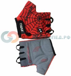 Велоперчатки детские Fuzz Spider, красно-черные (Размер: 6/M (для 4-6 лет))