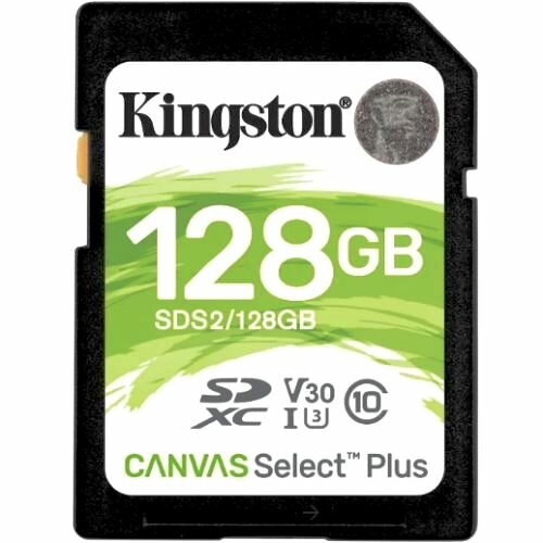 Карта памяти SDXC Kingston 128 Гб класс 10 UHS-I U3 Canvas Select PLUS Secure Digital flash card