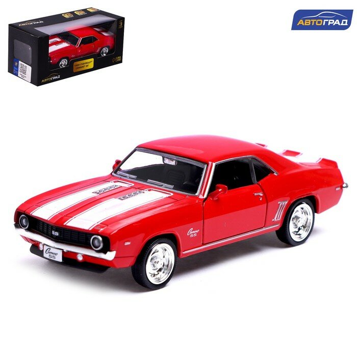 Металлический транспорт Автоград Машина металлическая CHEVROLET CAMARO SS, 1:32, открываются двери, инерция, цвет красный