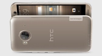Тонкая полимерная из силикона с заглушками задняя панель-чехол-накладка MyPads для HTC One ME Dual Sim / M9e 5.2" золотая
