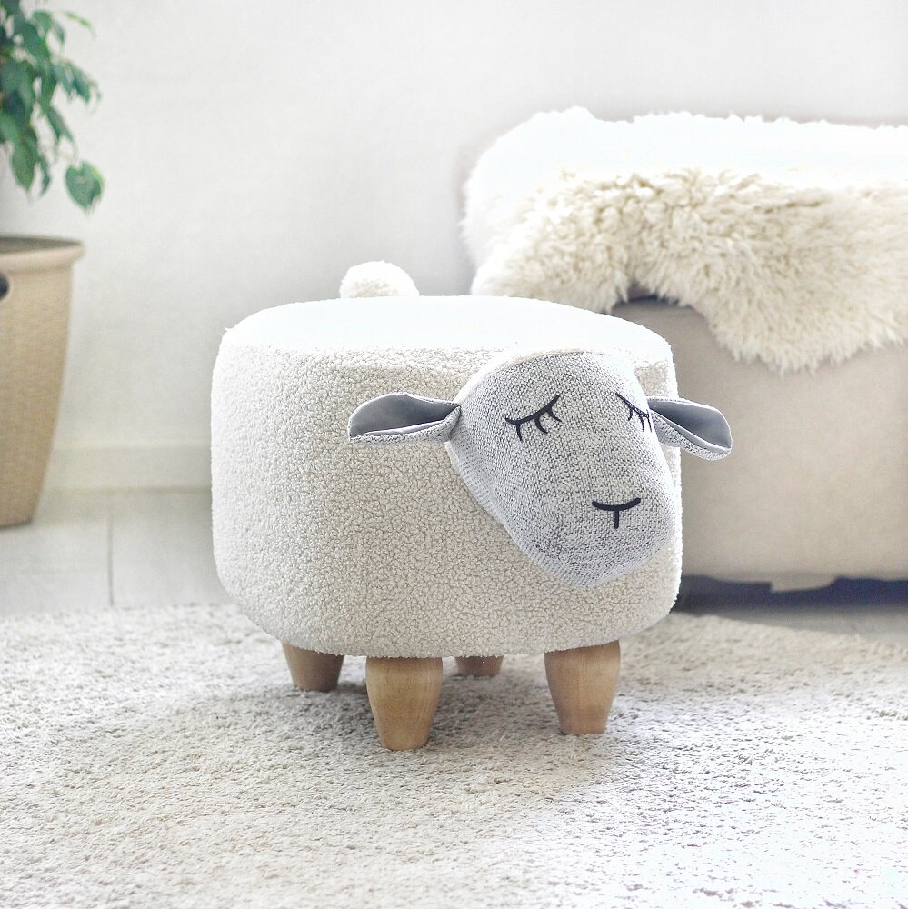 Детский пуф-животное овечка кремовая - фотография № 2