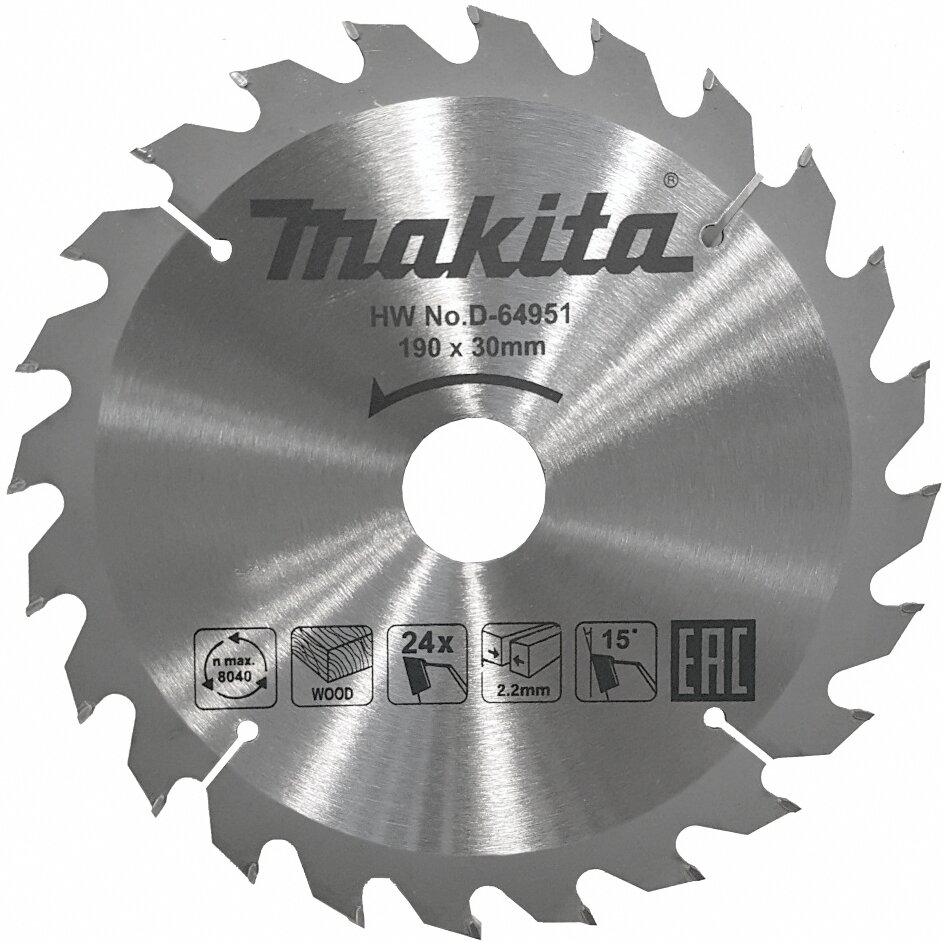 Пильный диск для дерева 190x30x1.4x24T Makita D-64951