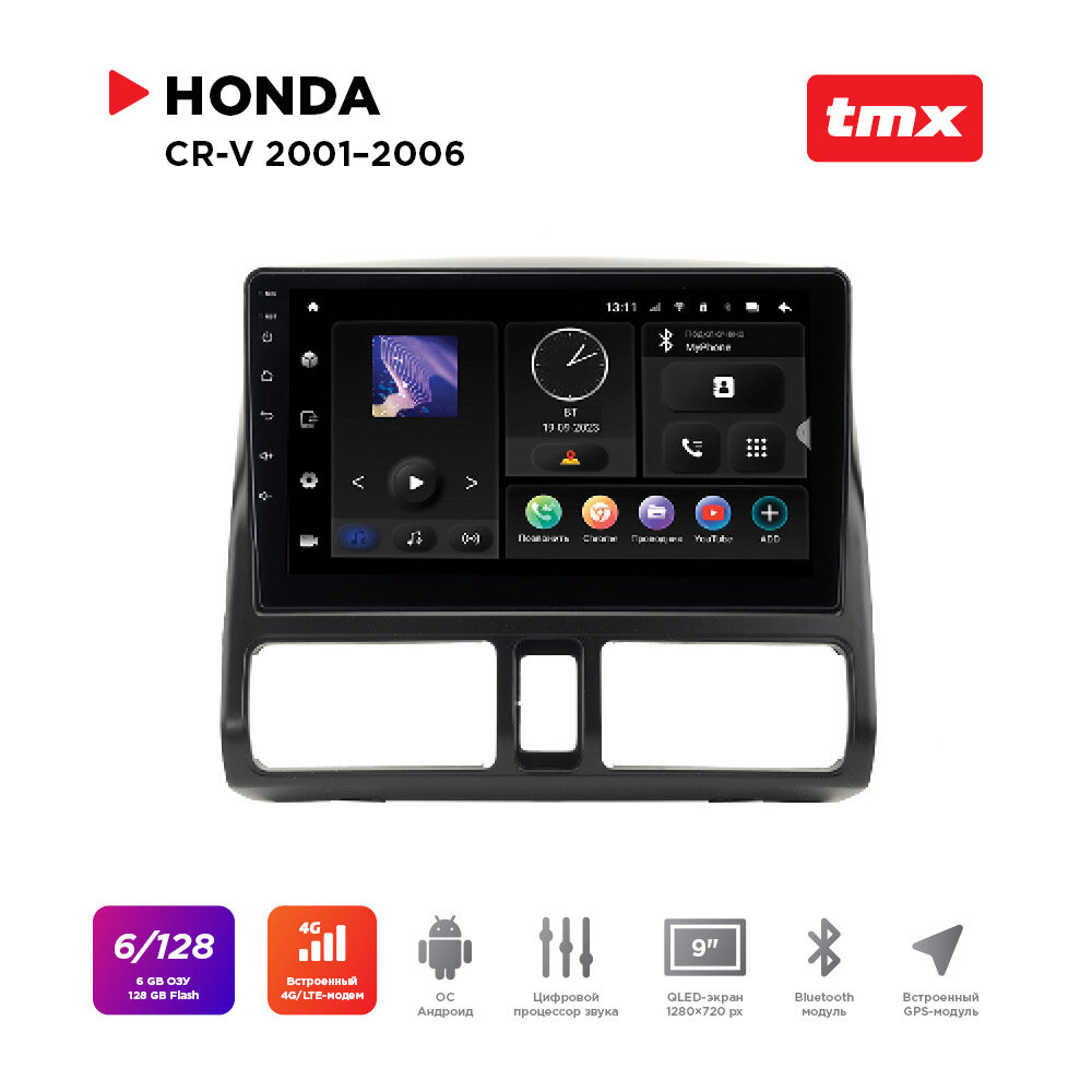 Автомагнитола Honda CR-V 01-06 (MAXIMUM Incar TMX-3701-6) Android 10/1280*720, BT, wi-fi, DSP, 6-128Gb, 9"