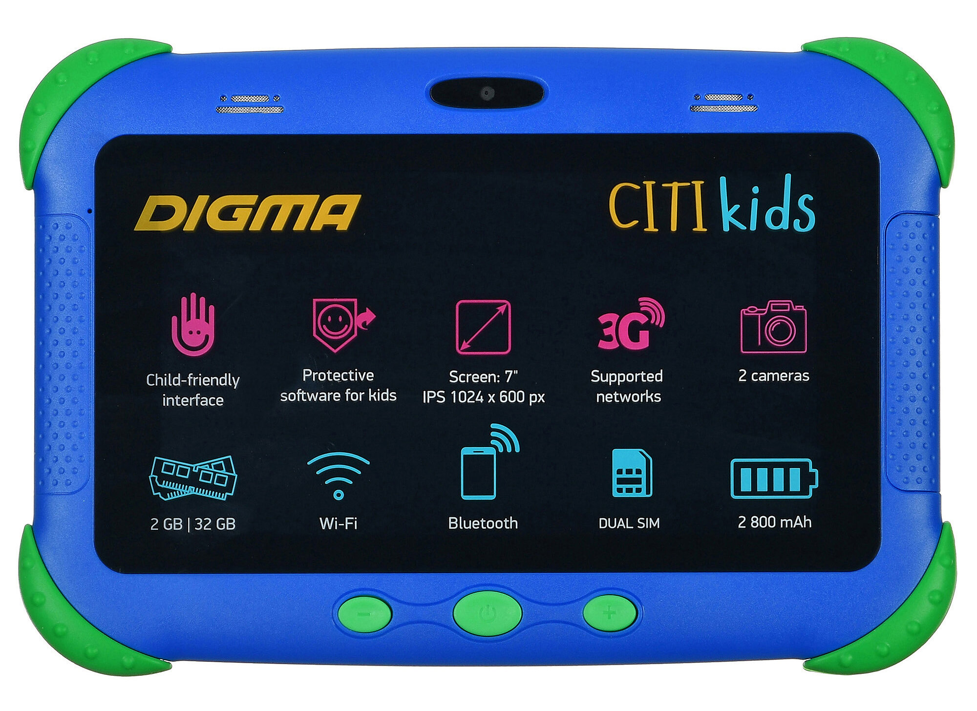 Планшет Digma Citi Kids MT8321/RAM2Gb/ROM32/7"/3G/WiFi/BT/2Mpix/0.3Mpix/Android 9.0/синий