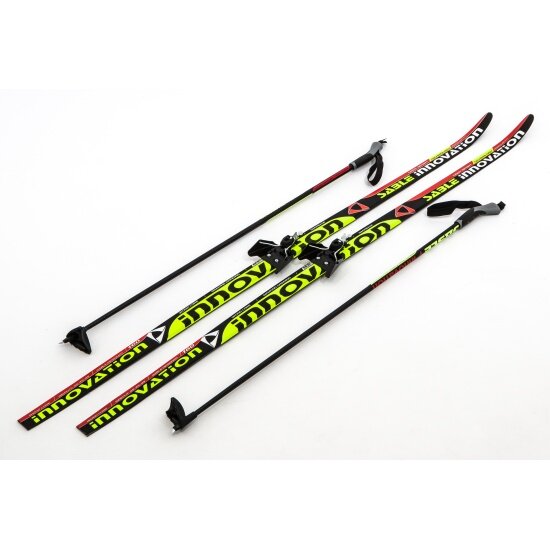 Лыжный комплект с палками STC 75мм WAX Innovation black/red/green, 170 см