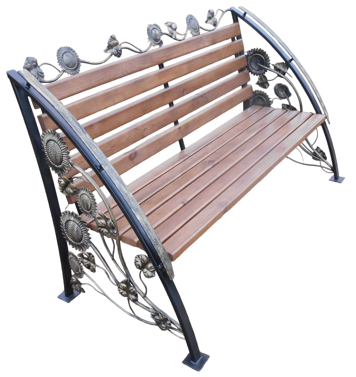 Кованая скамейка садовая, металлическая скамья, лавочка для дачи МА-10 - фотография № 3