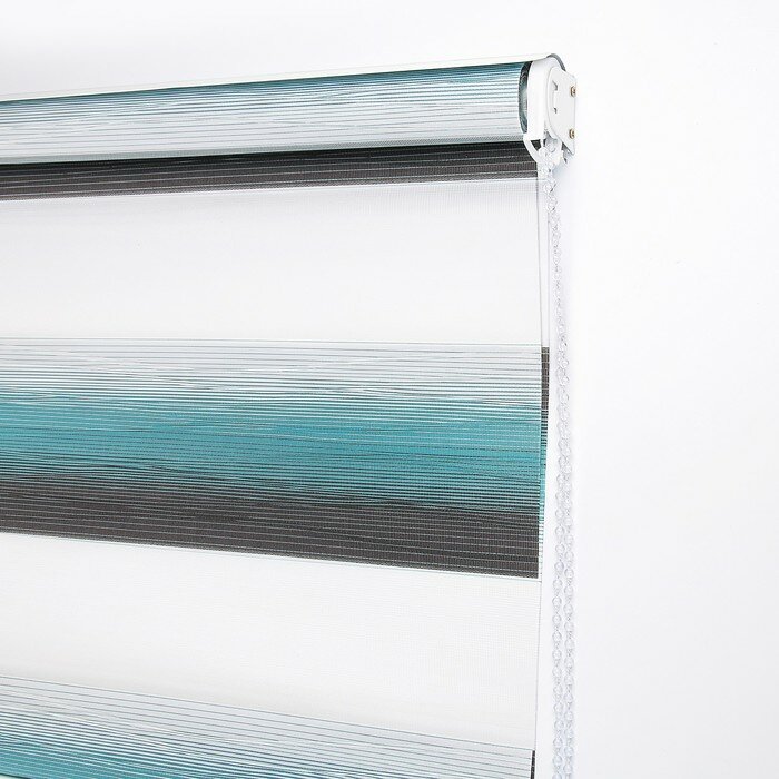 Штора рулонная «День-ночь. Волна», 60×180 см (с учётом креплений 3,5 см), цвет бирюзовый - фотография № 4