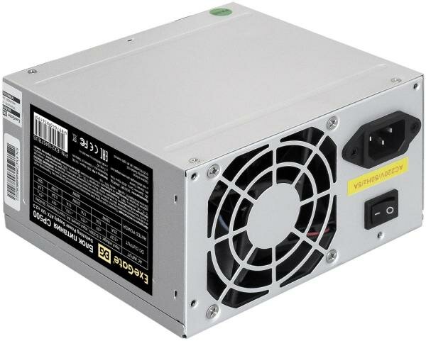 Exegate Блок питания 500W ExeGate CP500 (ATX PC 8cm fan 24pin 4pin 3xSATA 2xIDE FDD кабель 220V в комплекте)