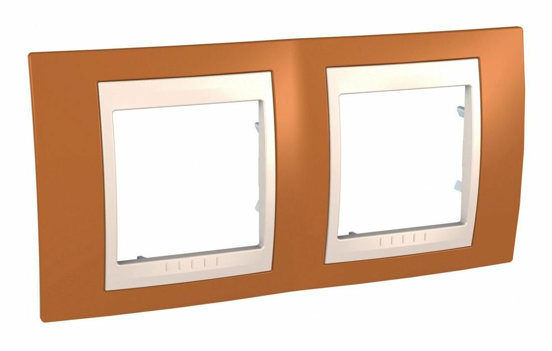 Рамка для розеток и выключателей Schneider Electric Unica 2 пост, цвет Оранжевый/Бежевый MGU6.008.569 - фотография № 2