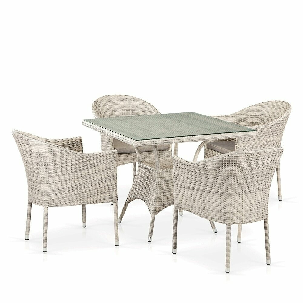 Комплект плетеной мебели Афина T190B/Y350A-W85-90x90 4Pcs Latte - фотография № 2
