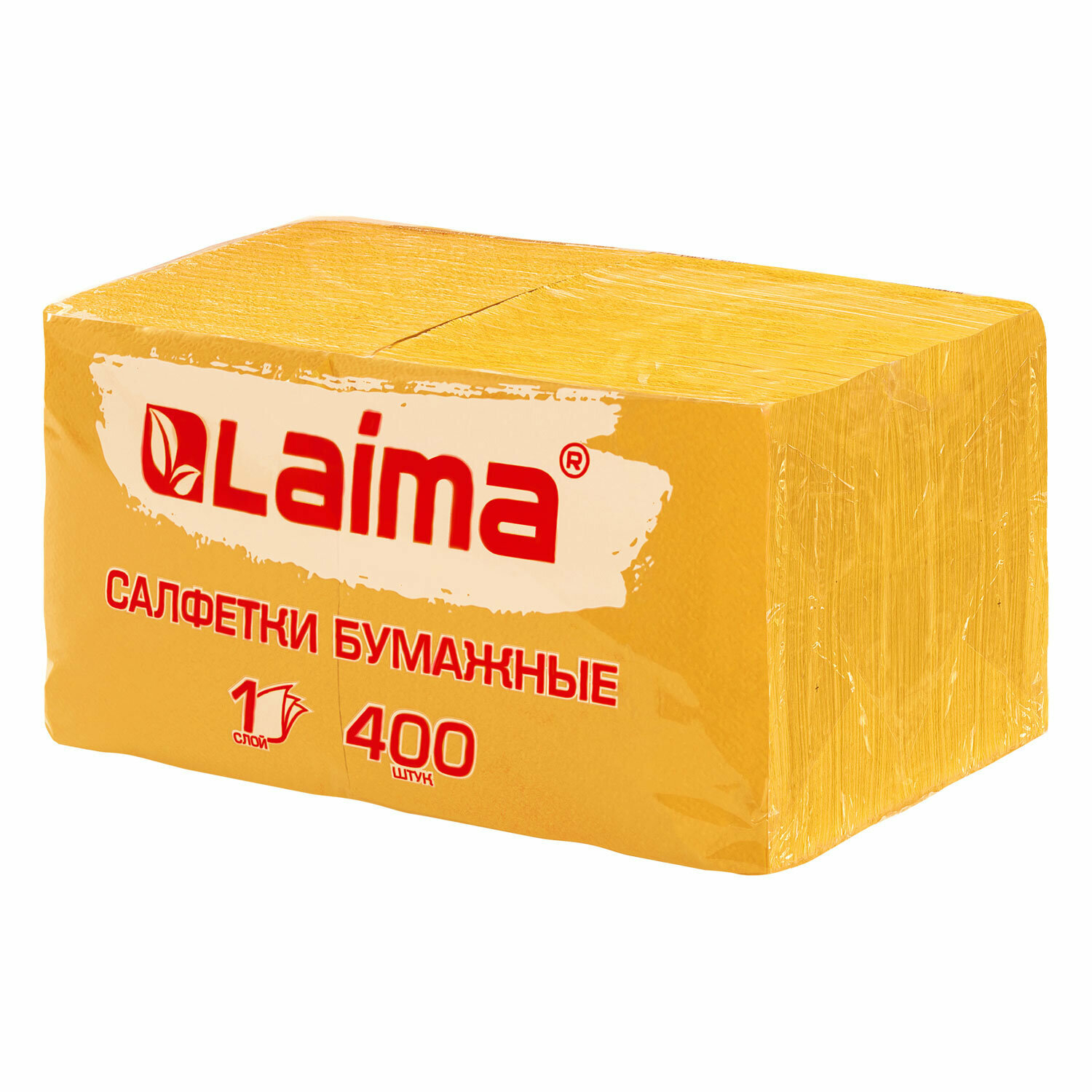 Салфетки бумажные 400 шт., 24х24 см, "Big Pack", жёлтые, 100% целлюлоза, LAIMA, 114726 - фотография № 1