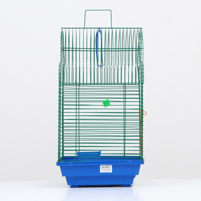 Клетка для птиц (с наполнением), 35 х 28 х 52 см, синий - фотография № 2