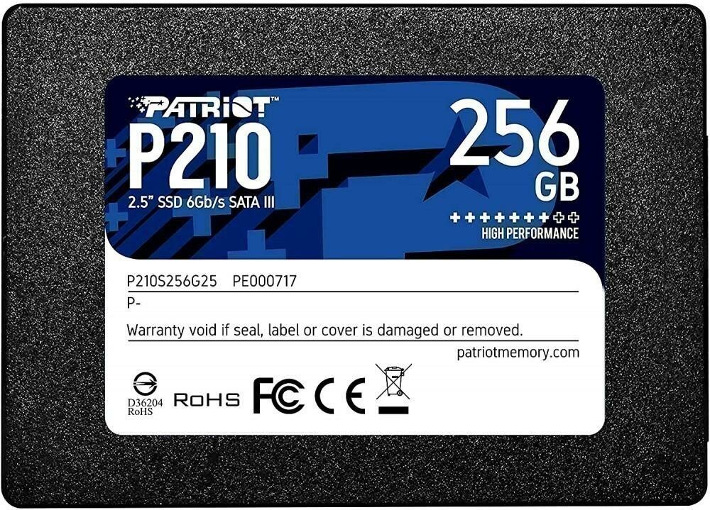 Твердотельный накопитель SSD 2.5" 256 Gb Patriot P210 Read 500Mb/s Write 400Mb/s 3D NAND TLC P210S256G25