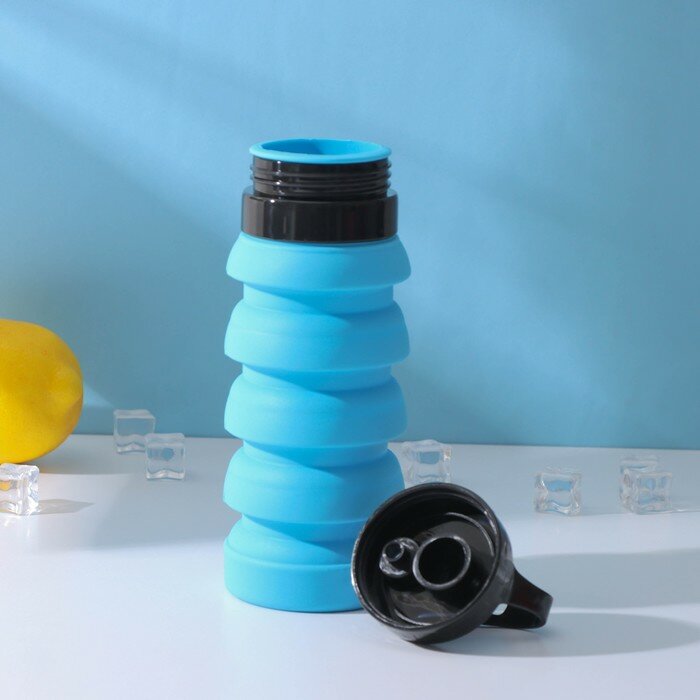 Бутылка складная Доляна «Стоун», 530 мл, 7×21 см, цвет голубой - фотография № 6