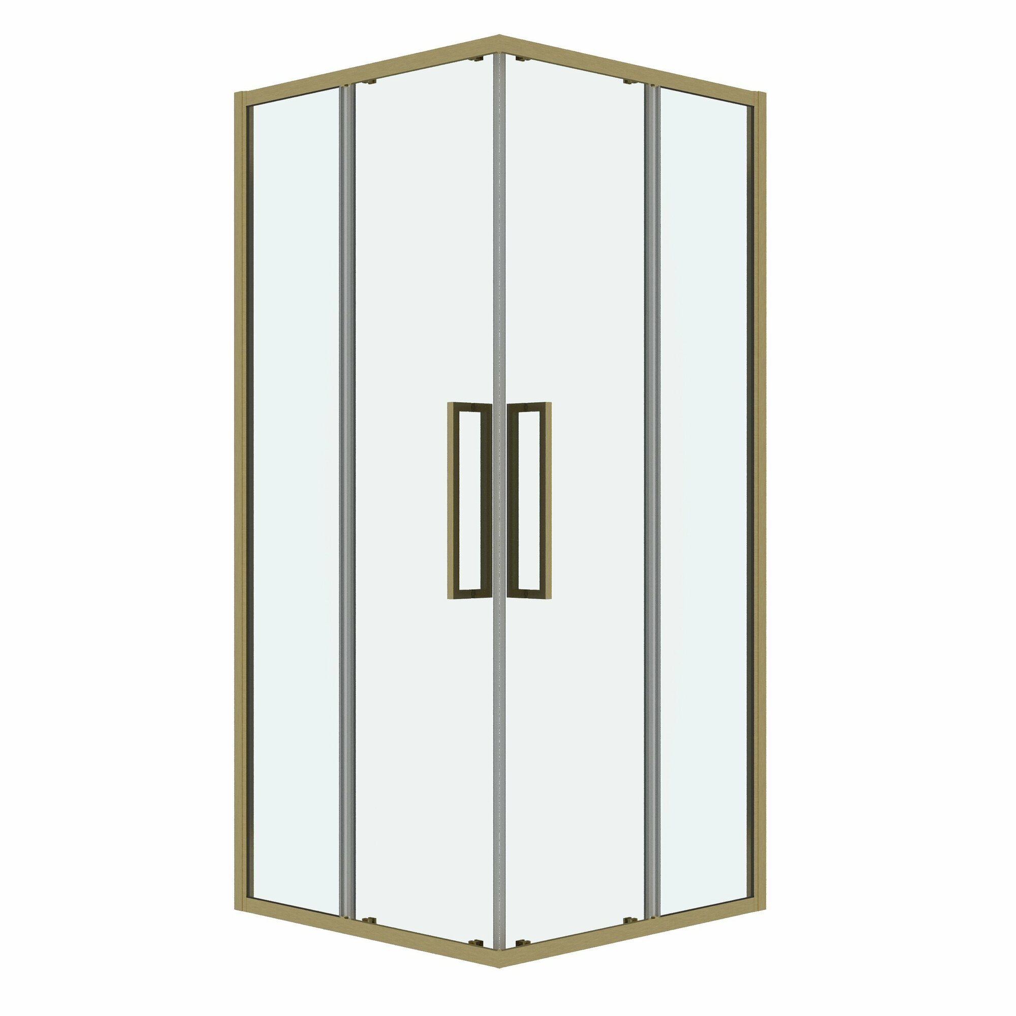 фото Душевой уголок Grossman 300.K33.02.8080.32.00 Cosmo (80*80*195) квадрат,раздвижн,золото сатин,стекло прозрач