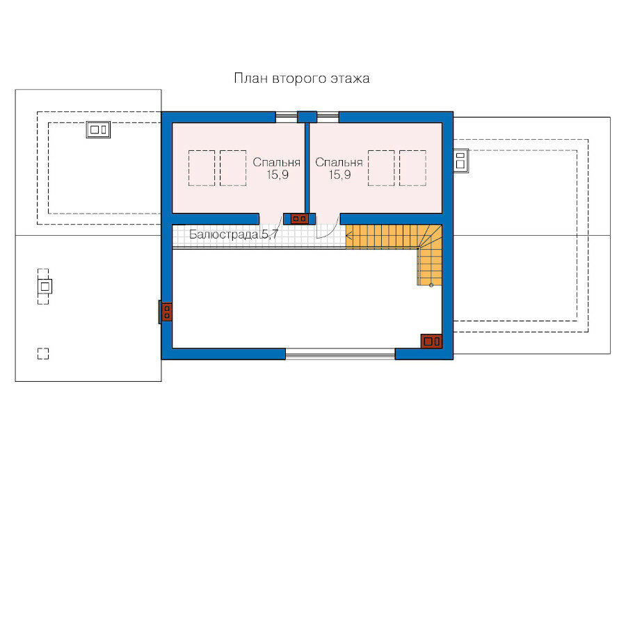 63-44-Catalog-Plans - Проект двухэтажного кирпичного дома с террасой - фотография № 3